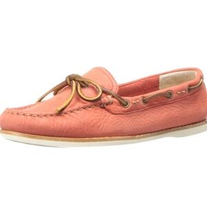 FRYE Quincy Tie Leather Boat Shoes Coral Flats Slip On 7